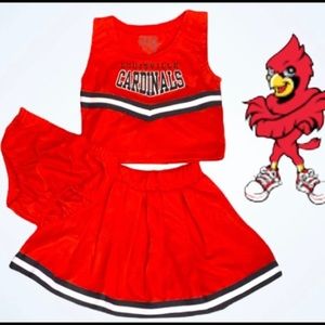 Louisville Cardinals Cheerleading Cheerleader Outfit‎ Set Costume Size 3/3T